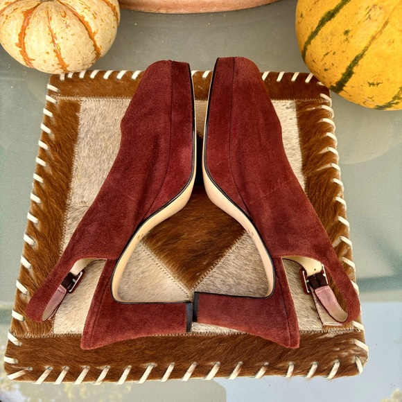 Apostrophe Genuine Suede Block Heel Slingbacks - Picture 3 of 7